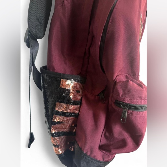 Victoria Secret PiNK Bling Campus sequin Backpack Burgandy Y2K - Picture 3 of 8